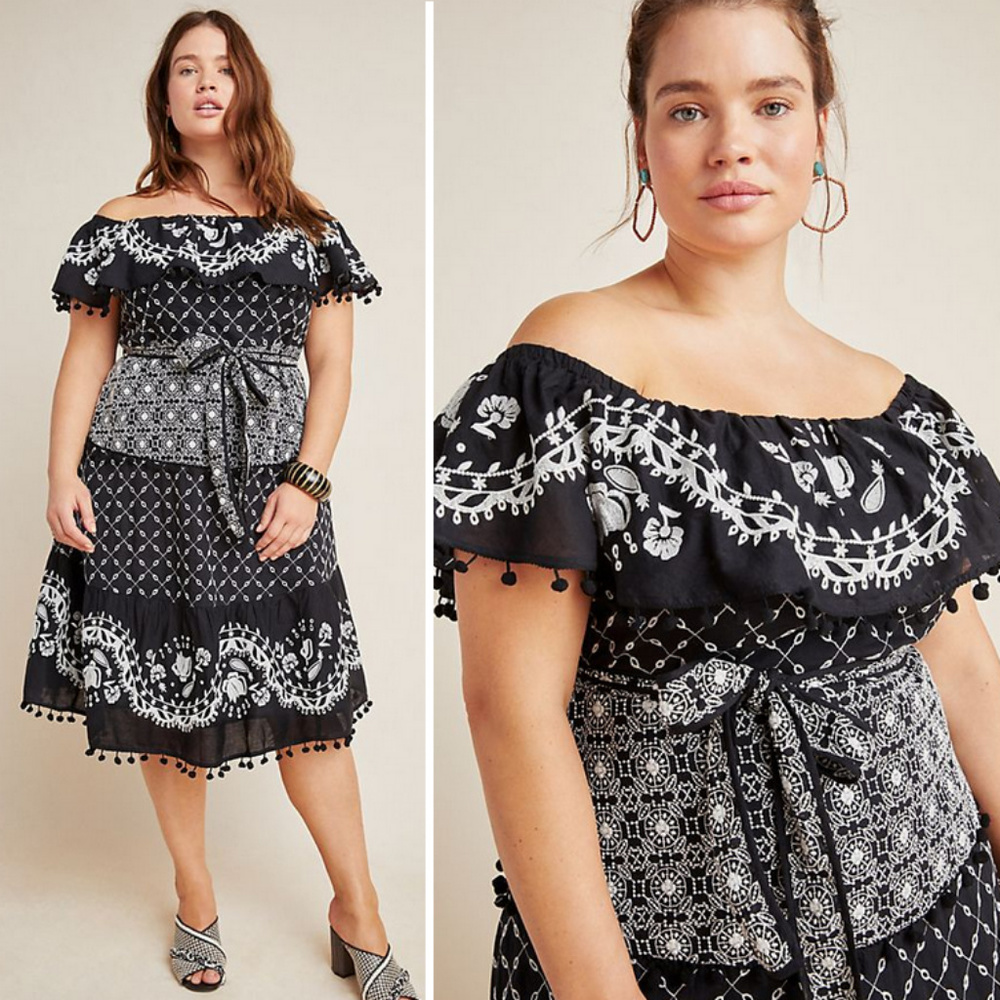 Black & White Marisol Off-Shoulder Dress
